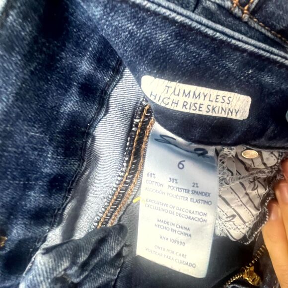 Seven7 Tummyless Skinny Jeans Womens Size 6 Blue Denim Cotton Stretch High Rise - Picture 11 of 16